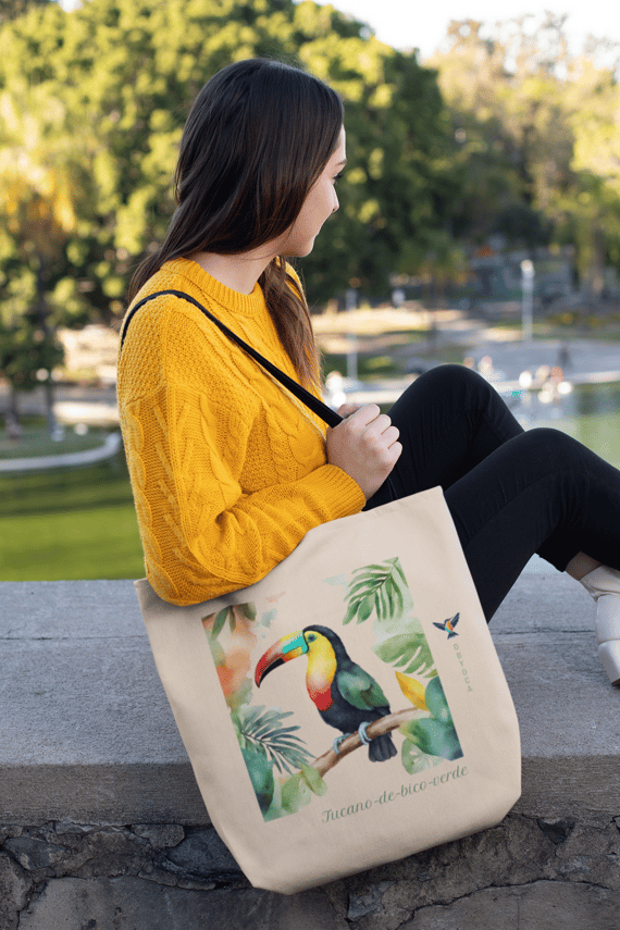 Ecobag Tucano-de-bico-verde - Coleção Aquarela