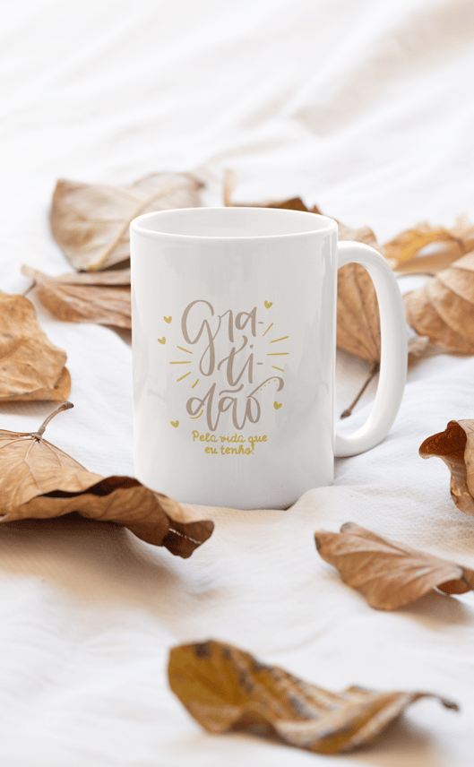 Caneca De Porcelana Personalizada, Gratidão
