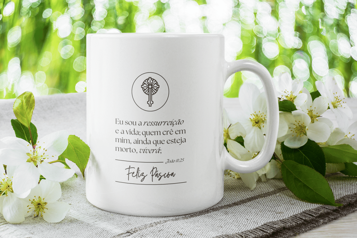 Nome do produto: Caneca De Porcelana Personalizada, Feliz Pascoa