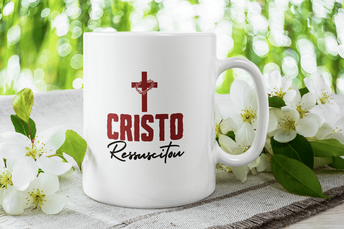 Nome do produto: Caneca De Porcelana Personalizada, Cristo Ressuscitou 