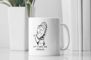 Caneca De Porcelana Personalizada, Dai Graças