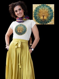 Nome do produto Camiseta Feminina de Algodão Pima Mandala  Árvore da Vida