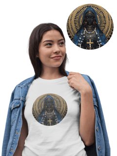 Nome do produto Camiseta Feminina Algodão Pima Mandala Nossa Senhora Aparecida