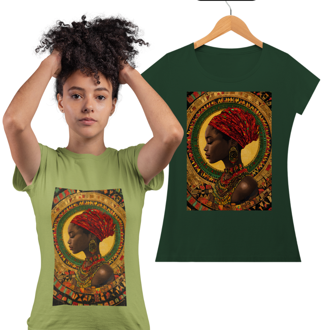 Nome do produto: Camiseta Feminina Algodão Pima Mandala Afro 3