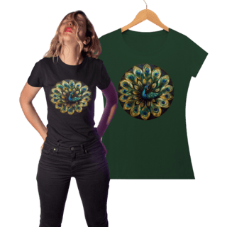 Nome do produto Camiseta  Feminina Algodão Pima Mandala do Pavão