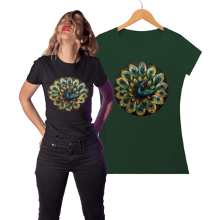 Nome do produto Camiseta  Feminina Algodão Pima Mandala do Pavão