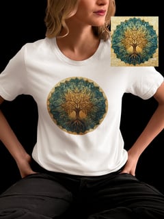 Nome do produto Camiseta Feminina de Algodão Pima Mandala  Árvore da Vida
