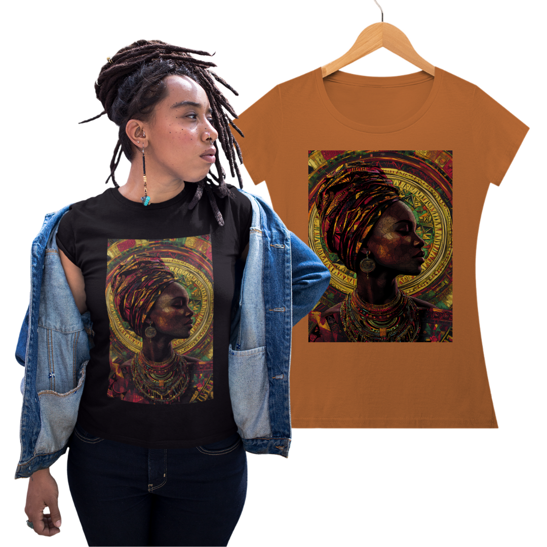 Nome do produto: Camiseta Feminina Algodão Pima Mandala Afro 2