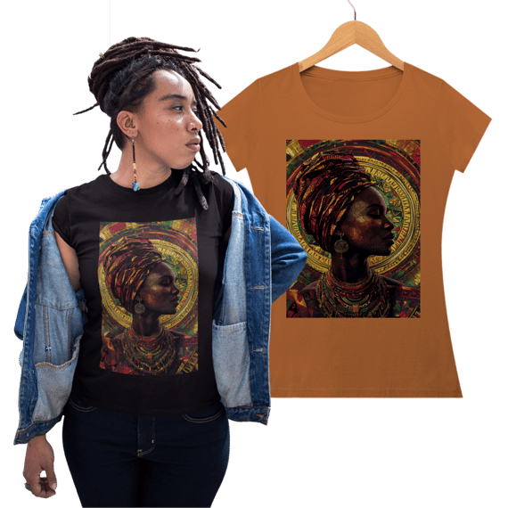 Camiseta Feminina Algodão Pima Mandala Afro 2