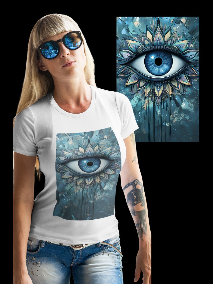 Nome do produto: Camiseta Feminina Algodão Pima Mandala Olho Grego