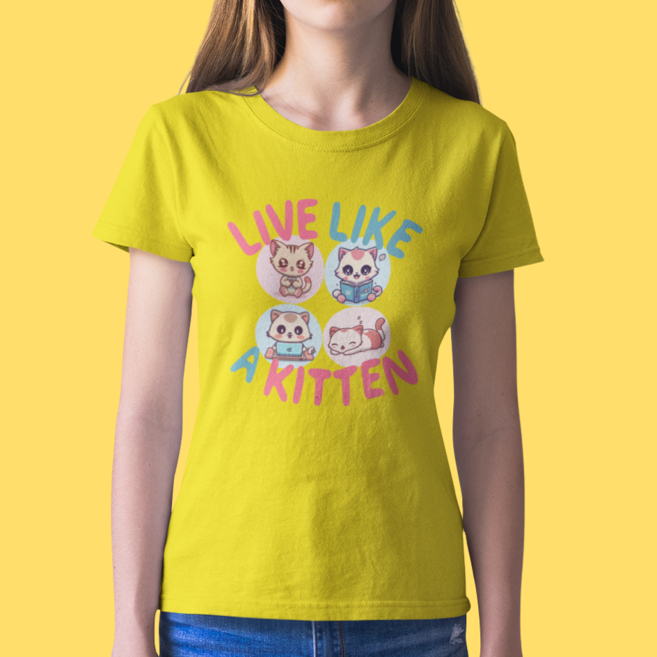 CAMISETA INFANTIL LIVE LIKE A KITTEN