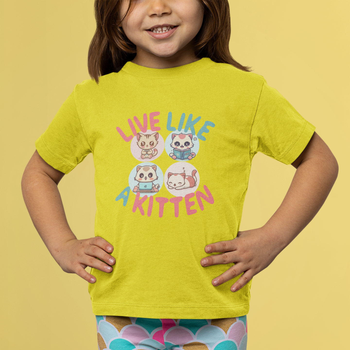 CAMISETA INFANTIL LIVE LIKE A KITTEN