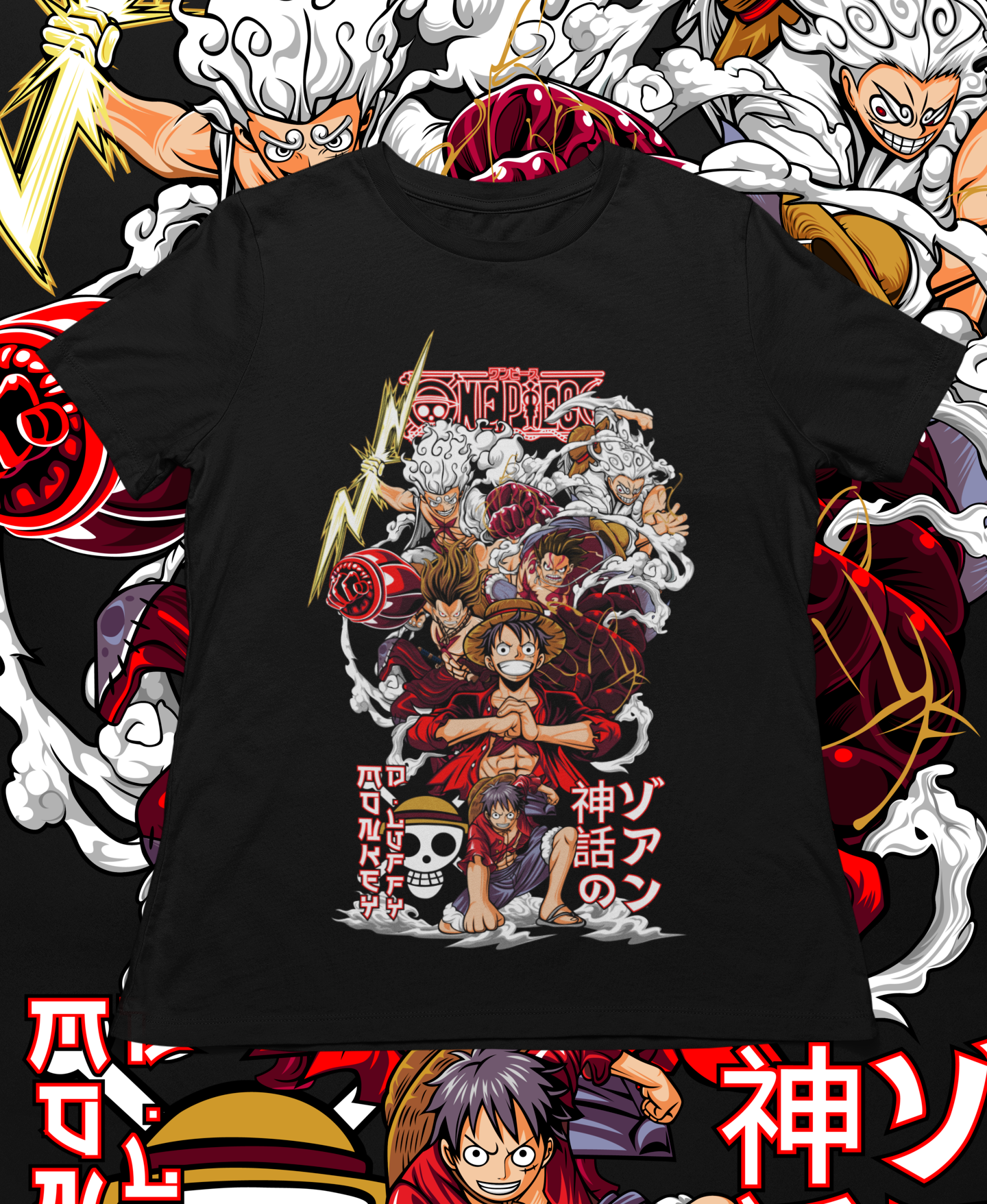 Camiseta Luffy todas as transformações ONE PIECE