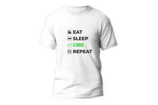 Camisa Eat Sleep Code Repeat Branca