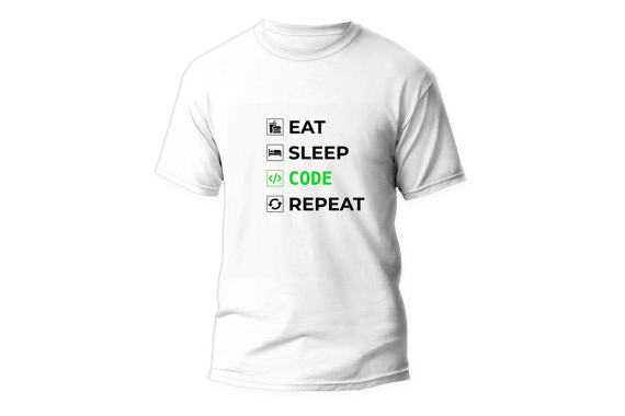 Camisa Eat Sleep Code Repeat Branca