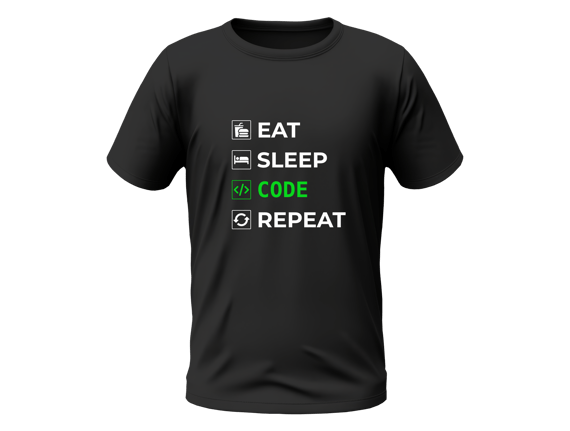 Camisa Eat Sleep Code Repeat Preta