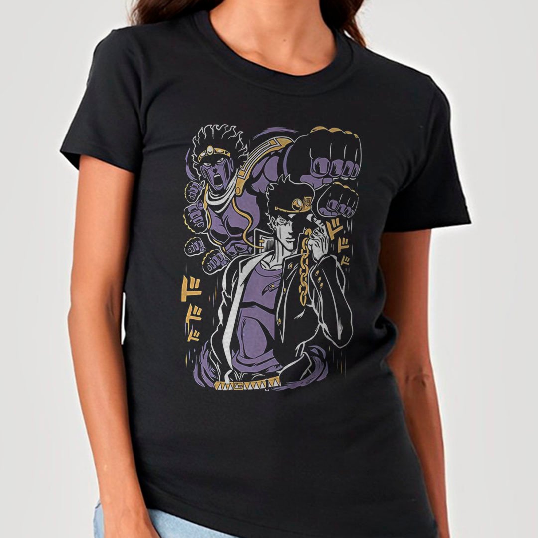 Jotaro Kujoh - Jojo\'s Bizarre Adventure | Camiseta Feminina Nome do produto: Jotaro Kujoh - Jojo\'s Bizarre Adventure | Camiseta Feminina