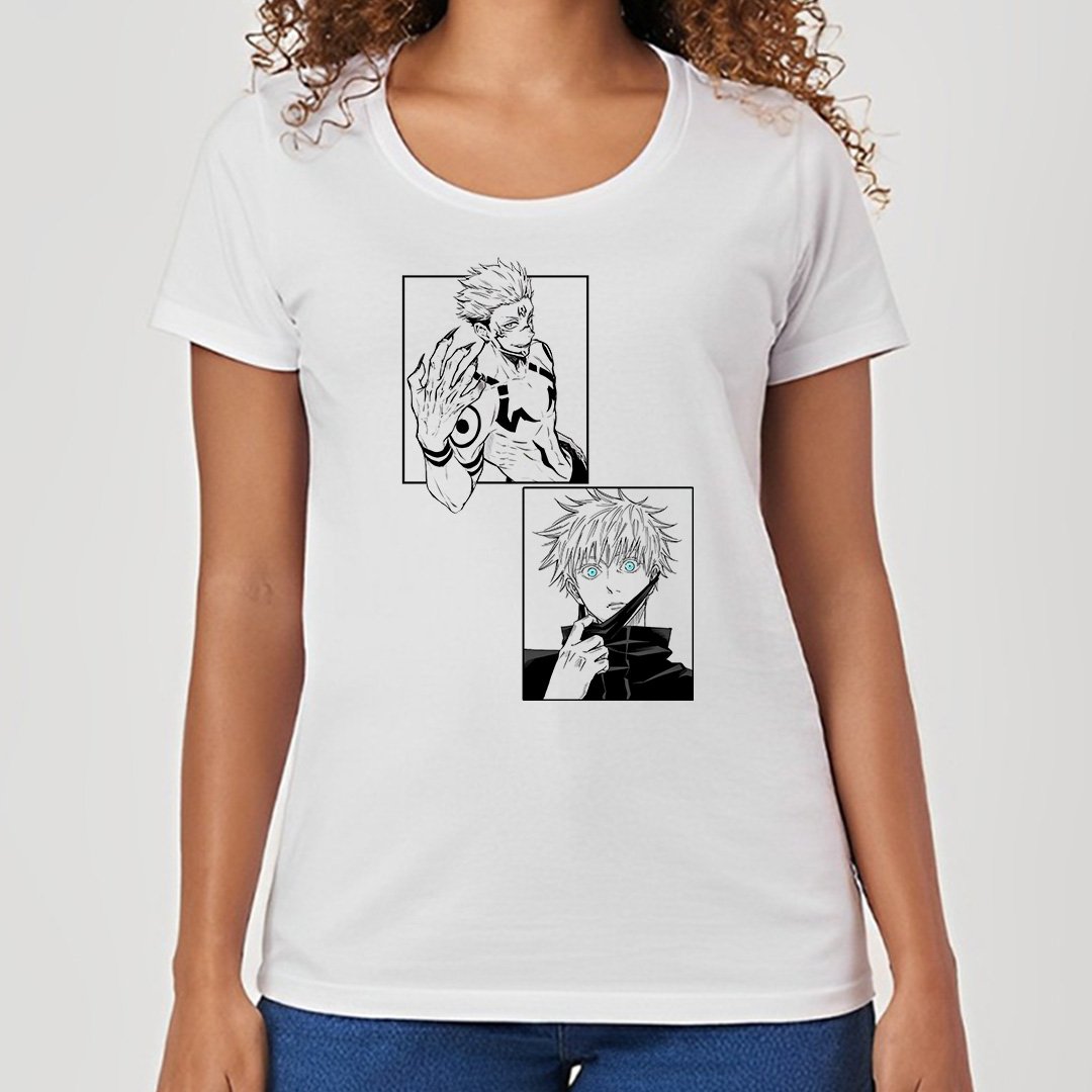 Gojo vs Sukuna | Jujutsu Kaisen - Camiseta Feminina Nome do produto: Gojo vs Sukuna | Jujutsu Kaisen - Camiseta Feminina