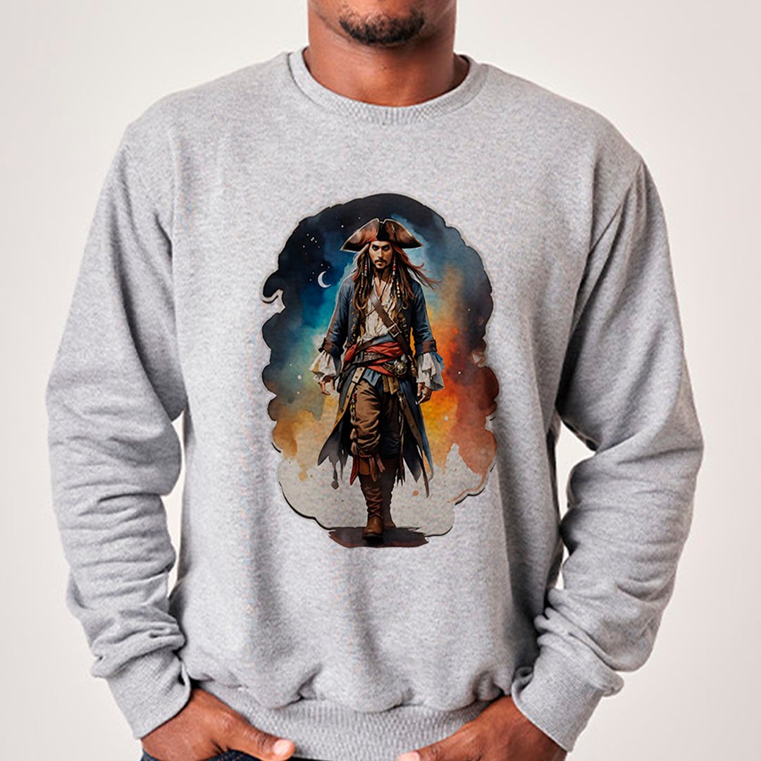 Capitão Jack Sparrow | Pirata dos Caribe - Moletom Nome do produto: Capitão Jack Sparrow | Pirata dos Caribe - Moletom
