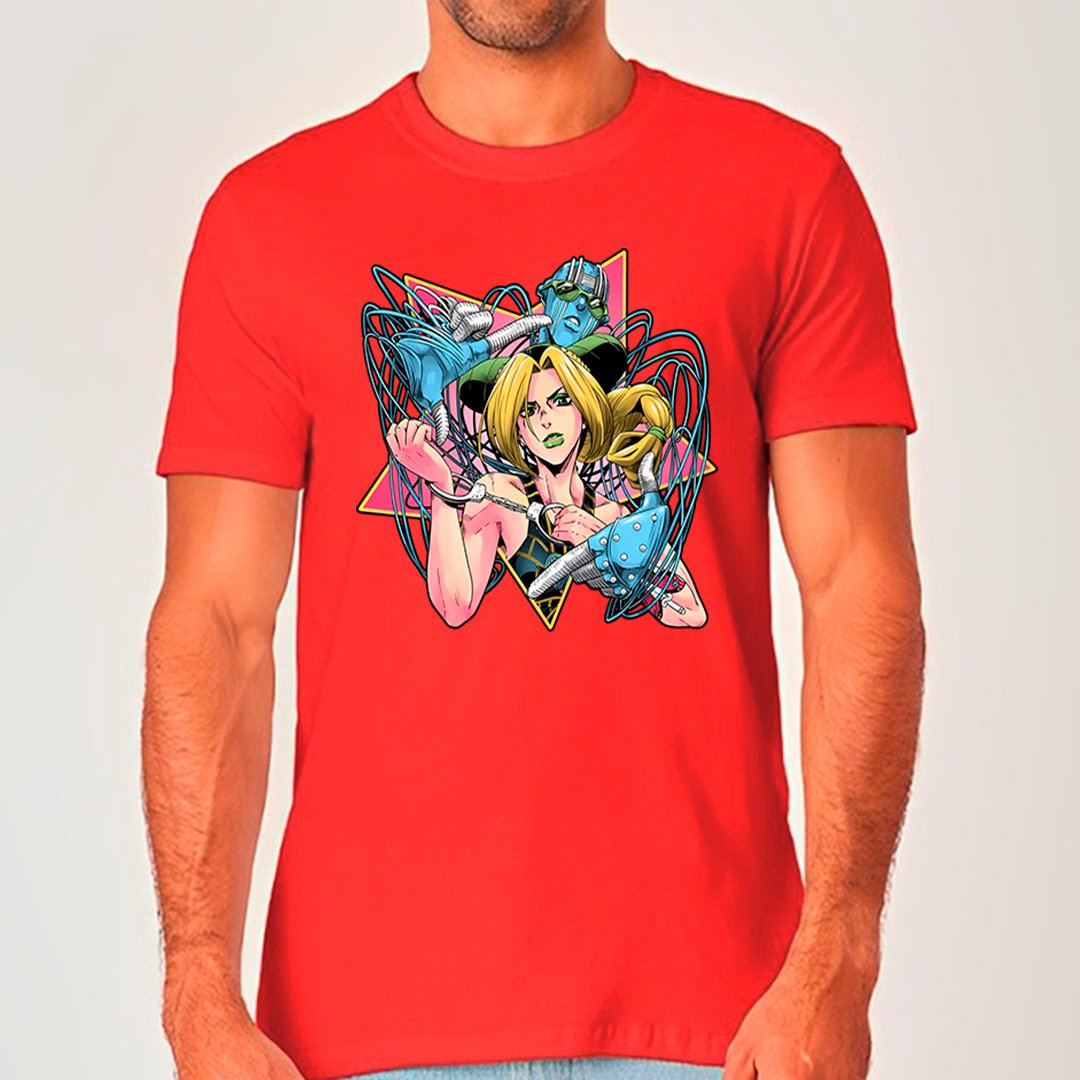 Jolyne e Stone Free - Jojo\'s Bizarre Adventure | Camiseta Unissex Nome do produto: Jolyne e Stone Free - Jojo\'s Bizarre Adventure | Camiseta Unissex