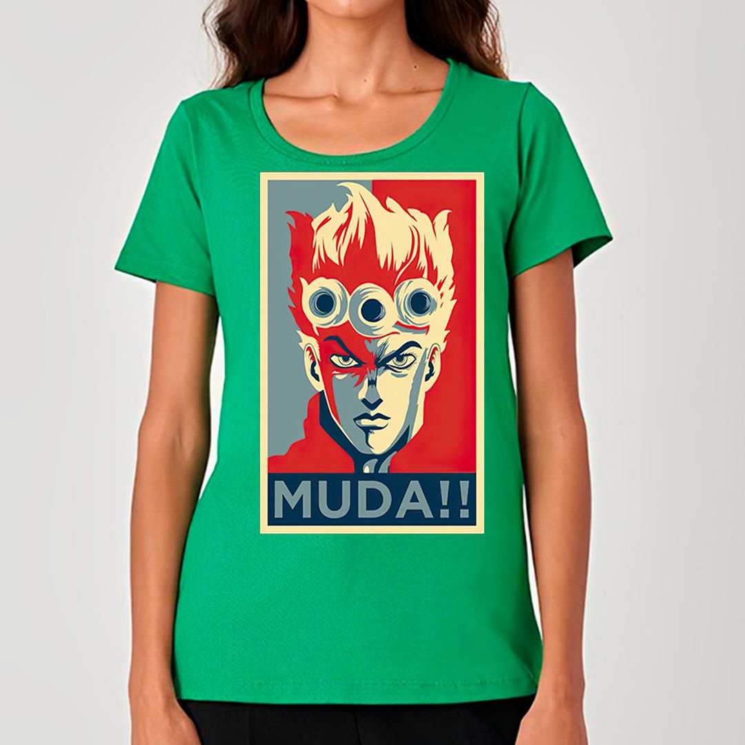 Giorno, Muda - Jojo\'s Bizarre Adventure | Camiseta Feminina Nome do produto: Giorno, Muda - Jojo\'s Bizarre Adventure | Camiseta Feminina