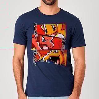 Evolução Charmander, Charmeleon, Charizard - Pokemon | Camiseta Unissex