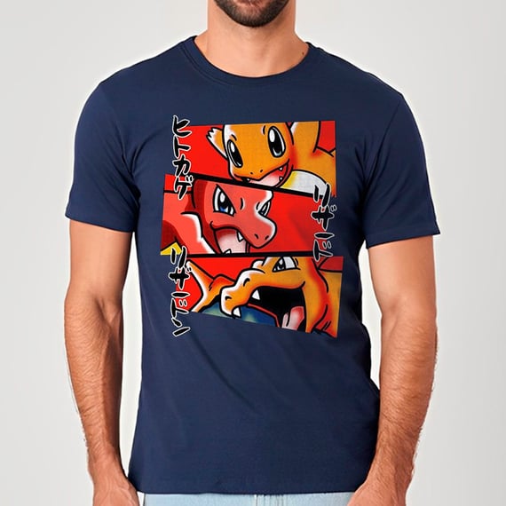 Evolução Charmander, Charmeleon, Charizard - Pokemon | Camiseta Unissex