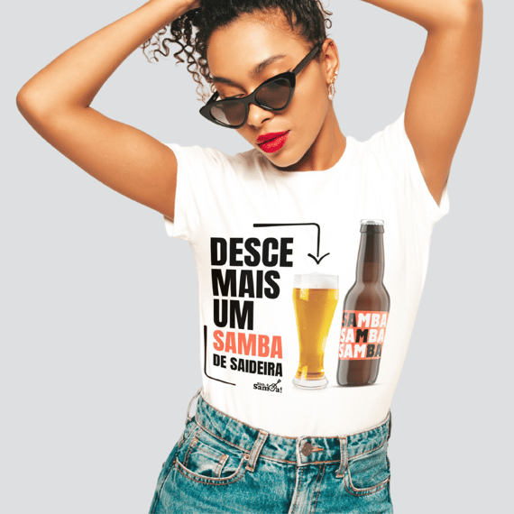 Camiseta Baby Long Feminina - Desce Mais Um Samba de Saideira