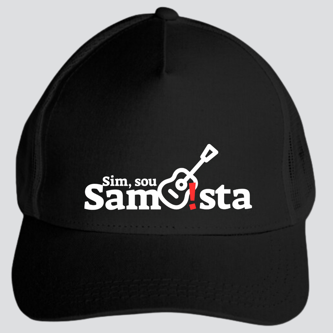 Nome do produto: Boné Americano com Tela - Sim Sou Sambista