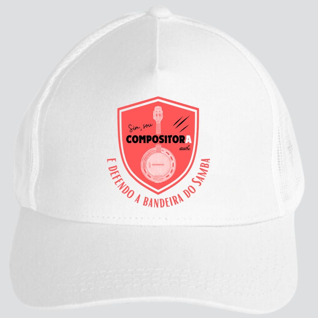 Nome do produto: Boné Americano com Tela - Sim Sou Compositora e Defendo a Bandeira do Samba