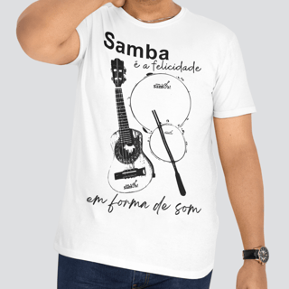 Nome do produto Camiseta Plus Size - Samba é a Felicidade Em Forma de Som