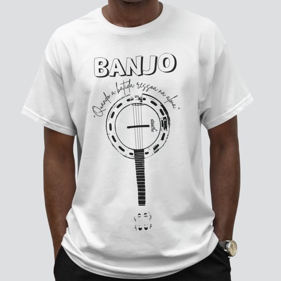 Camiseta Masculina Quality - Banjo Quando a Batida Ressoa na Alma