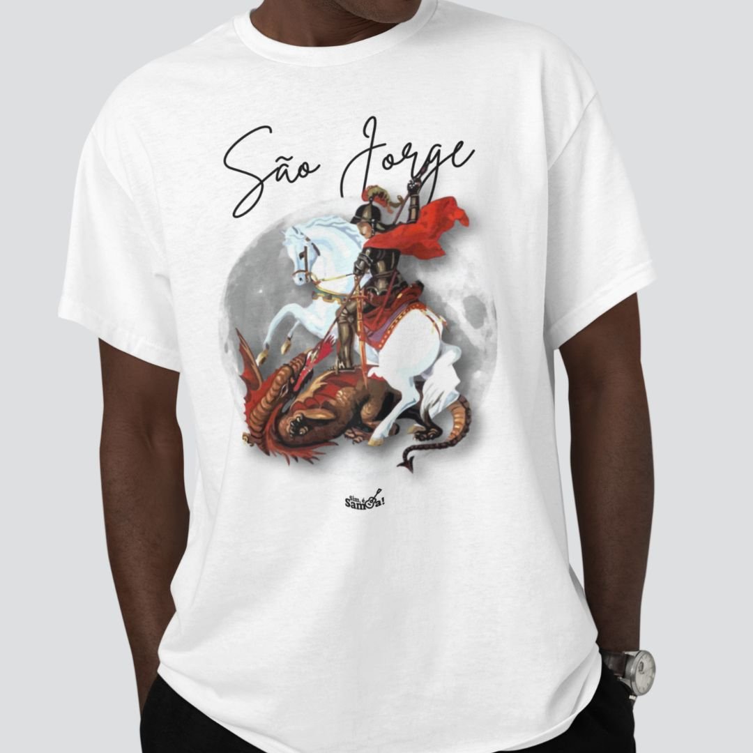 Nome do produto: Camiseta Clássica Masculina - São Jorge Sim é Samba