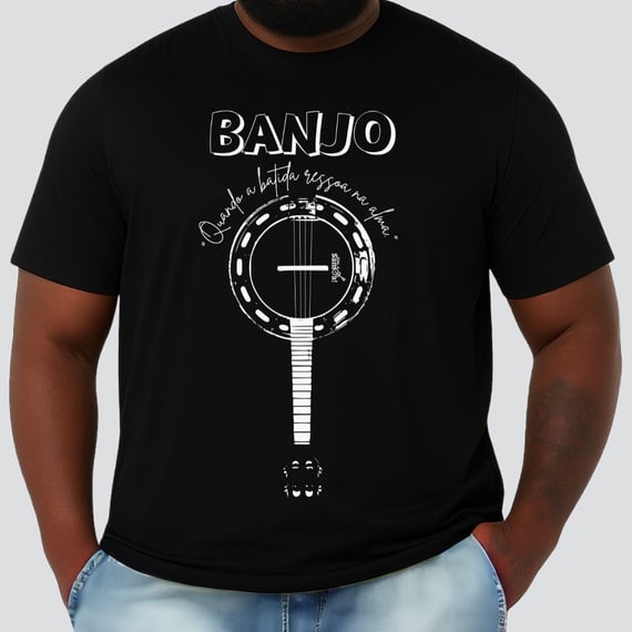 Camiseta Plus Size Banjo Quando a Batida Ressoa na Alma