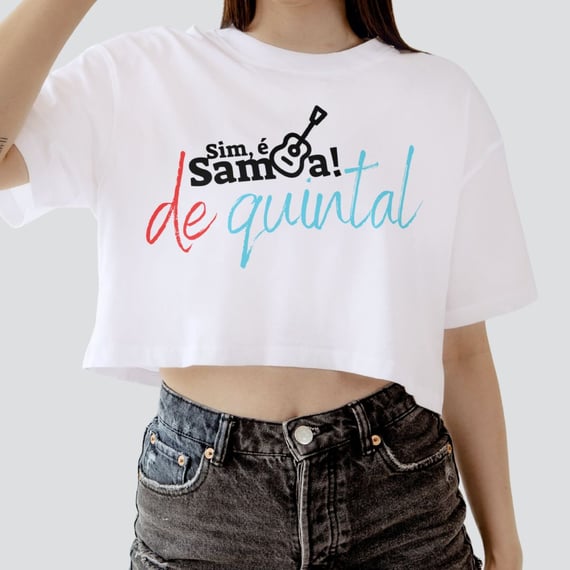 Camisa Cropped Feminina - Sim é Samba de Quintal