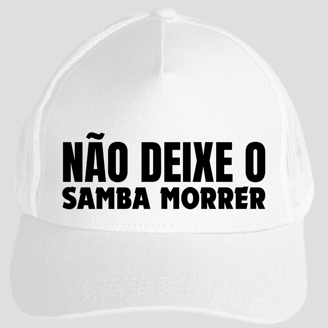 Nome do produto: Boné Americano com Tela - Não Deixe o Samba Morrer
