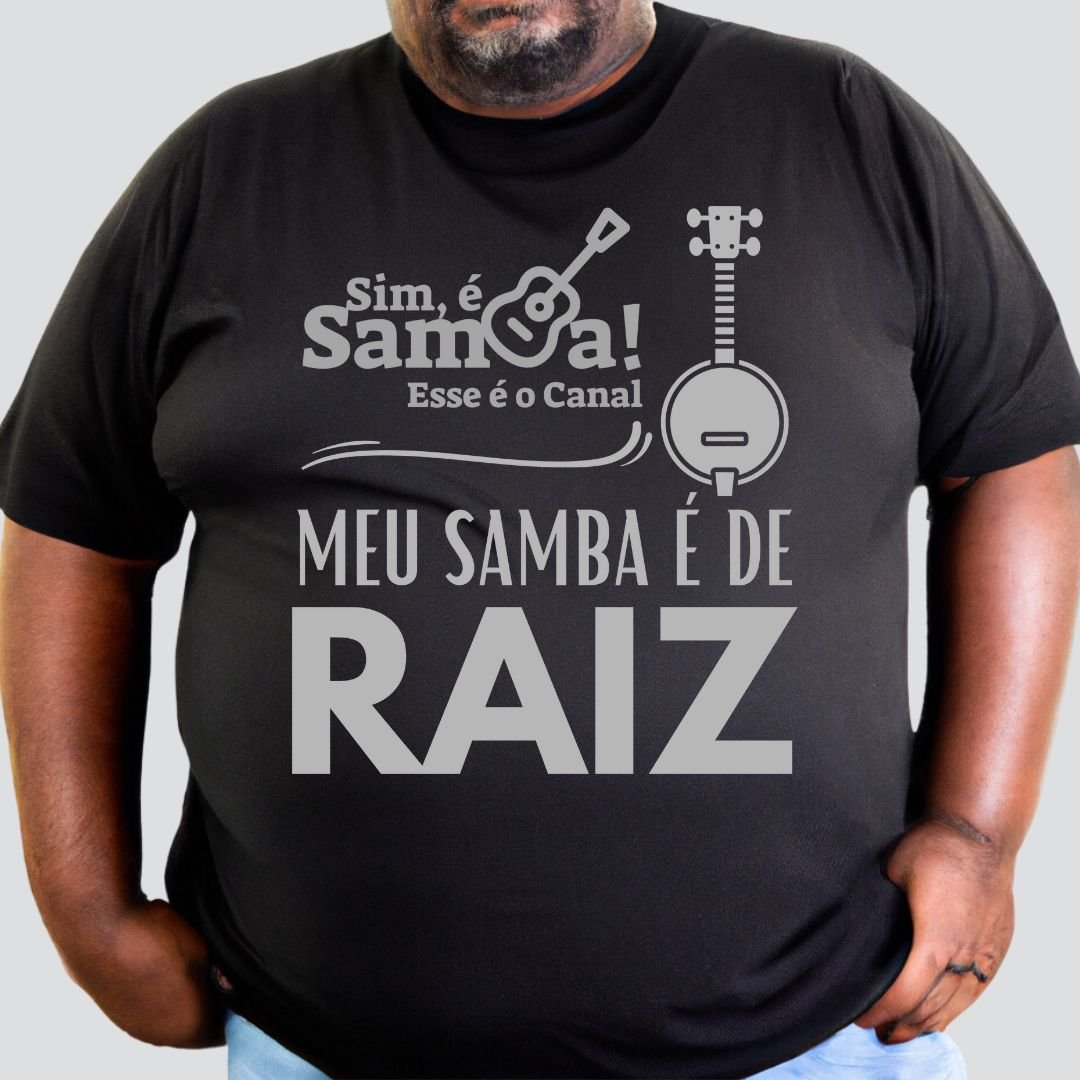 Nome do produto: Camiseta Plus Size - Meu Samba é de Raiz