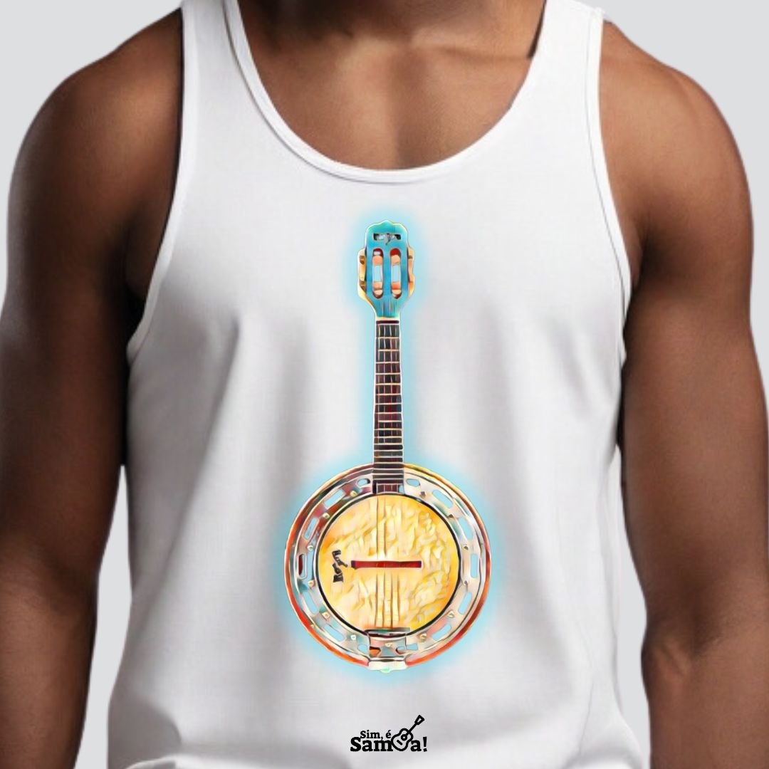 Nome do produto: Camiseta Regata Masculina - Banjo Sim é Samba