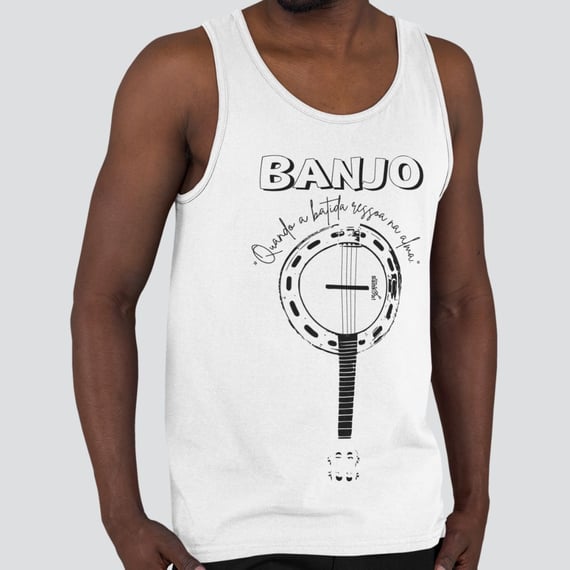 Camiseta Regata Masculina Quality - Banjo Quando a Batida Ressoa na Alma