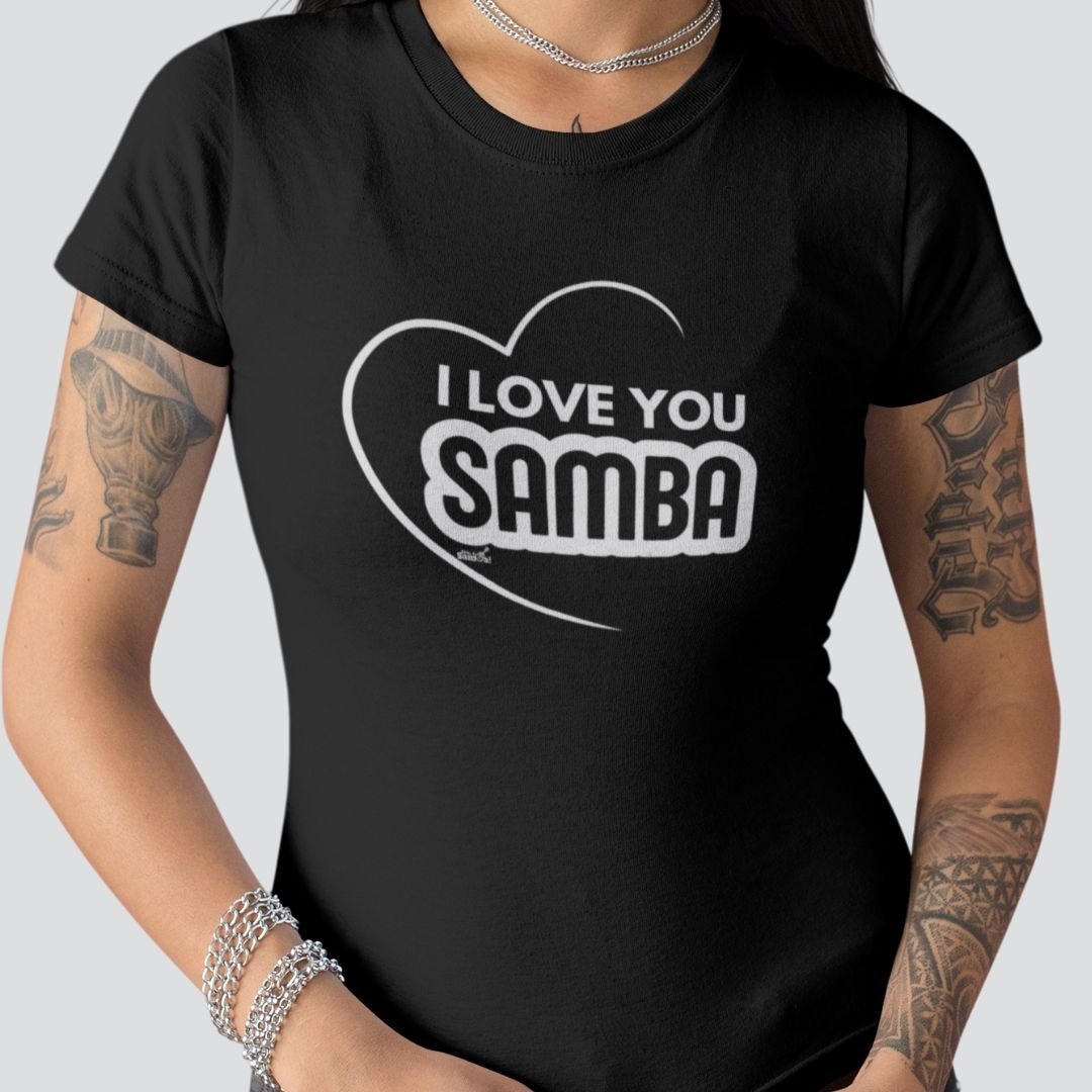 Nome do produto: Camiseta Baby Long Quality Feminina - I Love You Samba