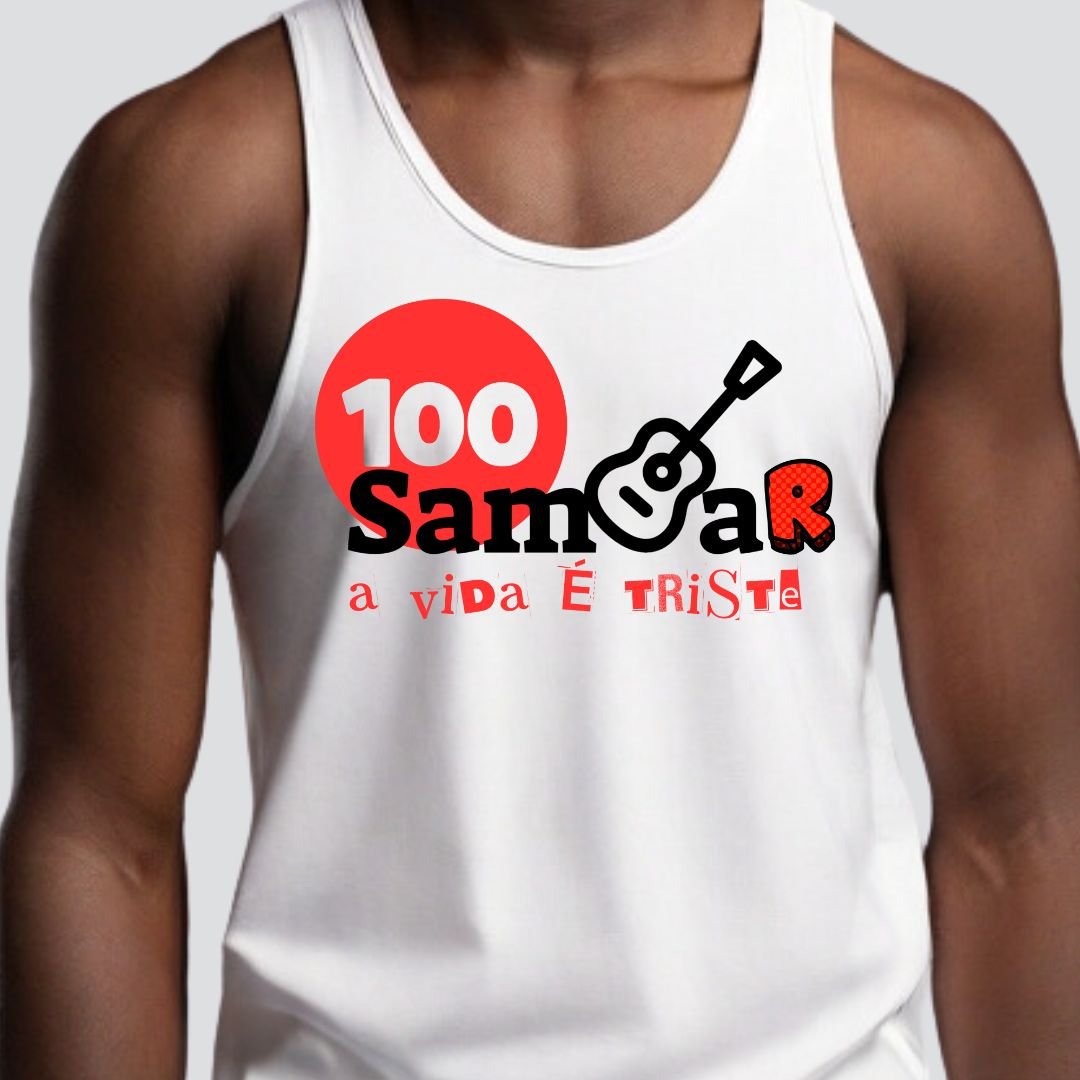 Nome do produto: Camiseta Regata Masculina - Sem Sambar a Vida é Triste