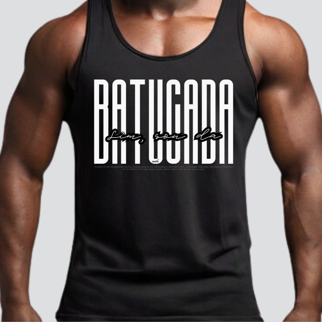 Nome do produto: Camiseta Regata Masculina - Sim Sou da Batucada
