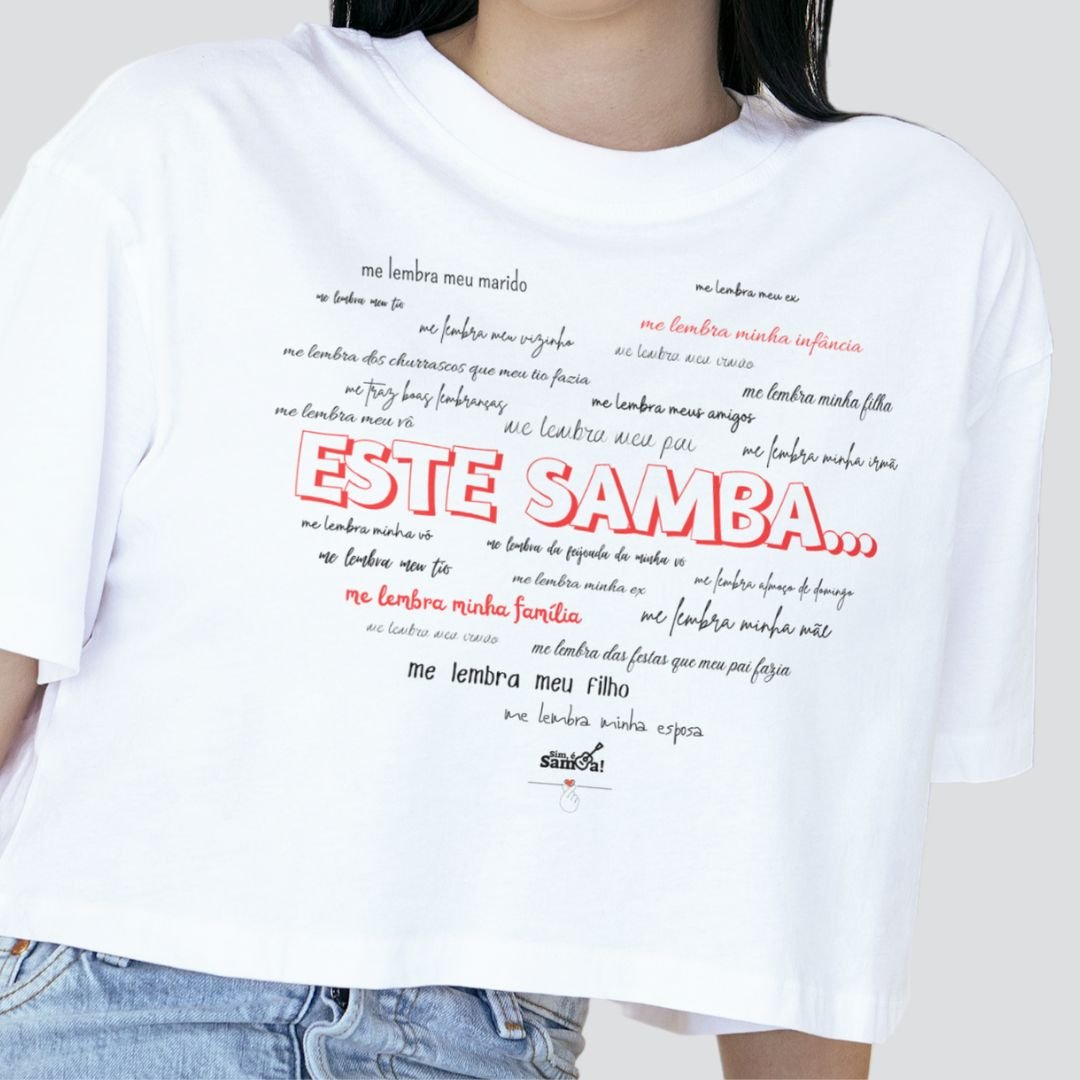 Nome do produto: Camisa Cropped Feminina - Este Samba me Lembra