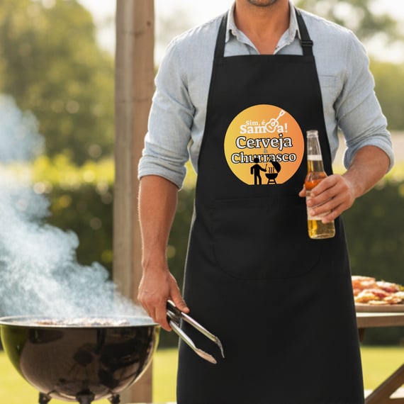 Avental Brim Para Churrasco - Sim é Samba Cerveja e Churrasco