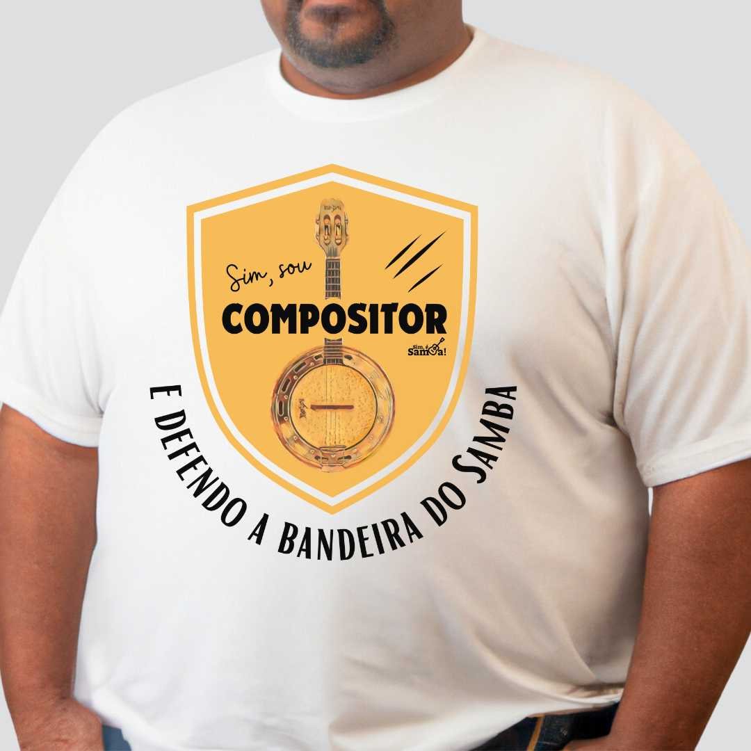 Nome do produto: Camiseta Plus Size - Sim Sou Compositor e Defendo a Bandeira do Samba
