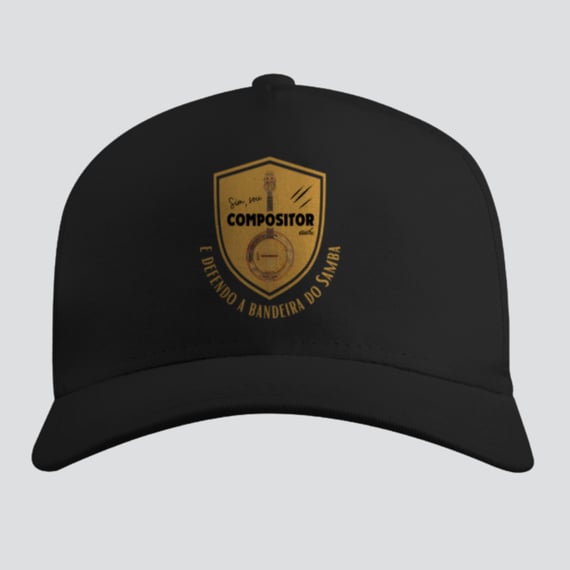 Boné Americano com Tela - Sim Sou Compositor e Defendo a Bandeira do Samba