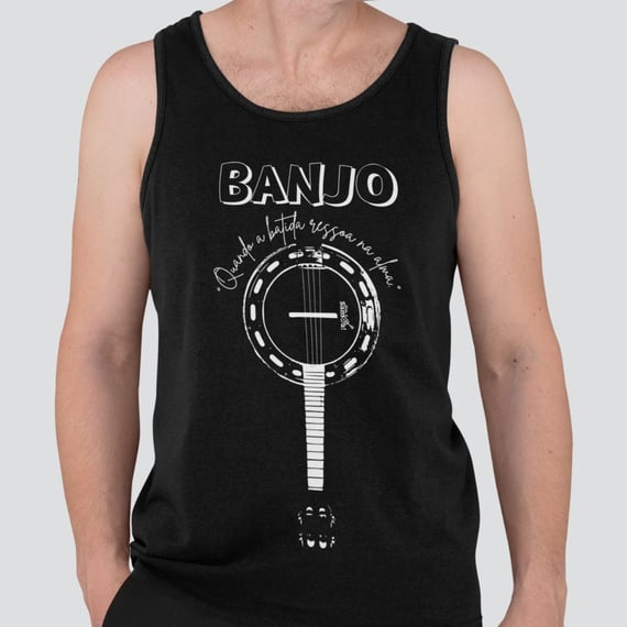 Camiseta Regata Masculina Quality Banjo Quando a Batida Ressoa na Alma