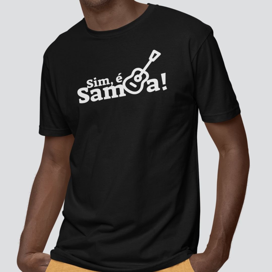 Nome do produto: Camiseta Masculina Clássica Sim é Samba