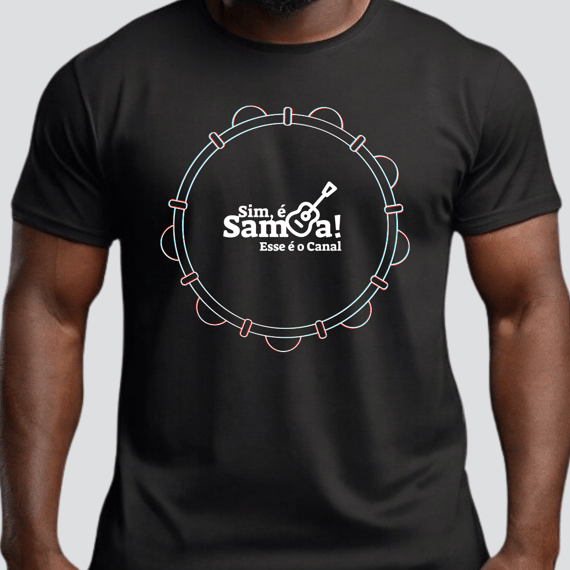 Camiseta Clássica Masculina - Pandeiro Sim é Samba