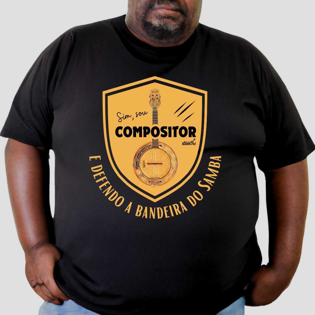 Nome do produto: Camiseta Plus Size - Sim Sou Compositor e Defendo a Bandeira do Samba